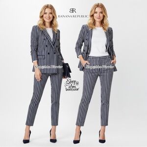 Banana Republic satin stripe double breasted blazer & matching ankle pant